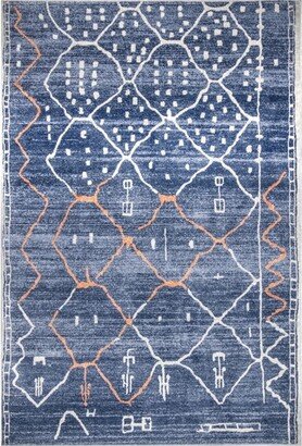 Contemporary Missy Moroccan Area Rug, 6' 7 x 9', Blue