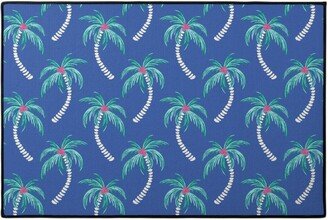 Door Mats: Tropical Palms Door Mat, Blue