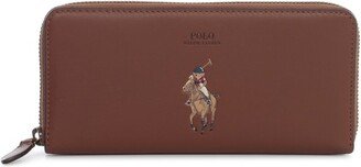 Pony Logo Embroidered Zip-Around Wallet