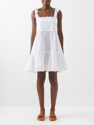 Tie-shoulder Ricrac-trim Cotton Dress
