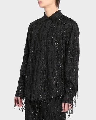 Men's Sequin Fringe Dress Shirt