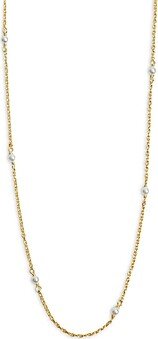 Cultured Freshwater Pearl Strand Necklace in 18K Gold Plated Sterling Silver, 16-18