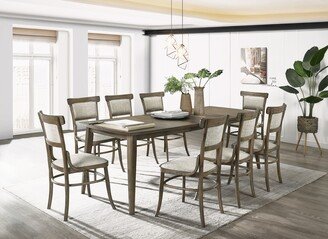 9 Piece Dining Table Set with 8 Fabric Dining Chairs