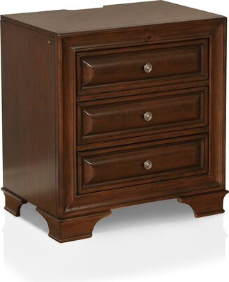 Oslo Traditional Wood 3-Drawer Nightstand with USB