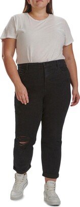 Womens High Rise Distressed Boyfriend Jeans-AA