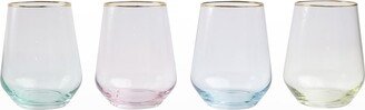 Rainbow Assorted Stemless Wine Glasses, Set of 4