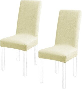 PiccoCasa Stretch Spandex Fabric Removable Parsons Chair Slipcover Beige 2 Pcs