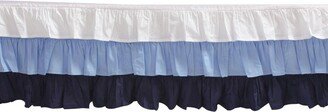 3 Layer Ruffled Crib/Toddler Bed Skirt - White/Blue/Navy