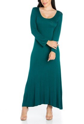 24seven Comfort Apparel Women's Long Sleeve T-Shirt Maxi Dress