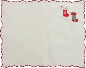 Km Home Collection Stockings Embroidery Cotton Placemats Set Of 2