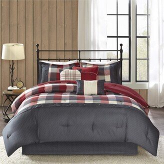 Gracie Mills Ridge 7 Piece Herringbone Comforter Set Red California King