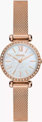 Fossil Outlet Tillie Mini Three-Hand Rose Gold-Tone Stainless Steel Mesh Watch