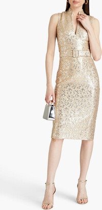 Sequined mesh midi dress