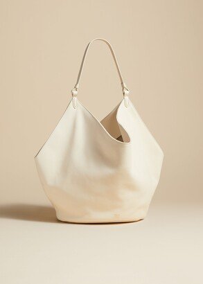 The Medium Lotus Tote in Off-White Pebbled Leather