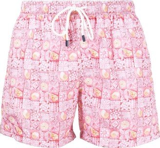 Geometric-Print Swim Shorts-AA