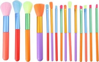 Unique Bargains Makeup Brushes Concealer Brush Loose Professional Blush Brush Plastic Metal Handle Multicolor 15 Pcs