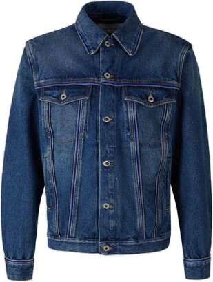 Buttoned Long-Sleeved Denim Jacket-AA