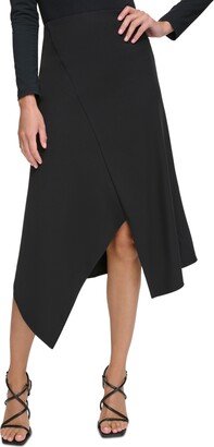 Petite Asymmetrical-Hem Midi Skirt