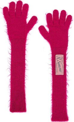 Long Knit Gloves in Pink