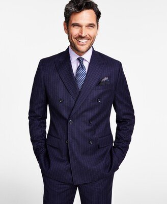 Men's Slim-Fit Stretch Pinstripe Double-Breasted Suit Jacket