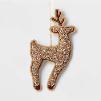 Beaded Fabric Deer Christmas Tree Ornament Brown - Wondershop™