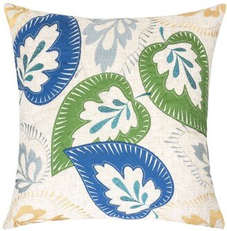Nola Applique Linen Square Decorative Throw Pillow