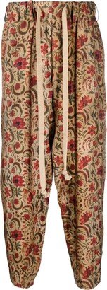 Floral-Print Straight-Leg Trousers-AD