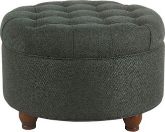 Large Tufted Round Storage Ottoman