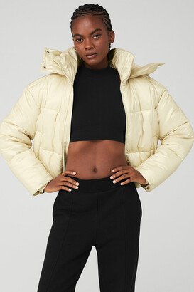 Pearlized Pristine Puffer Jacket in French Vanilla Yellow, Size: XS |