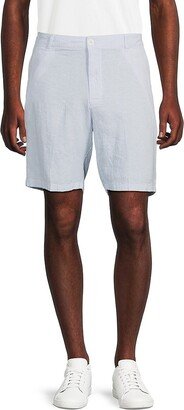 Saks Fifth Avenue Made in Italy Saks Fifth Avenue Men's Linen Blend Microstripe Flat Front Shorts