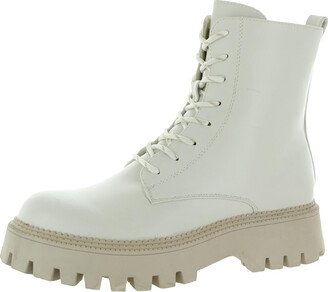 Stationary Womens Faux Leather Platform Combat & Lace-up Boots