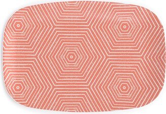 Serving Platters: Concentric Hexagons Serving Platter, Orange