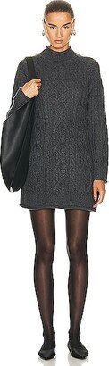 Layo Turtleneck Cable Knit Dress in Grey