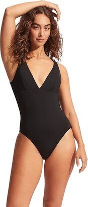 Collective V-Neck One-Piece (Black) Women's Swimsuits One Piece