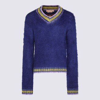 Blue Mohair-Wool Blend Knitwear