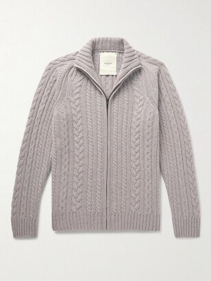 Cable-Knit Cashmere Zip-Up Cardigan