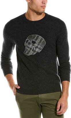 Plaid Skull Jacquard Wool & Cashmere-Blend Cashmere Sweater