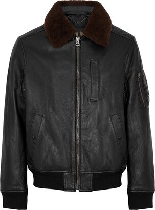 Shearling-trimmed Leather Jacket