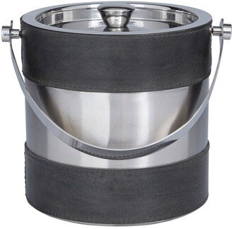 Gray Leather Ice Bucket with Lid