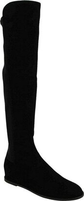 Women's Black Mainline Suede Hidden Wedge Knee-High Boot