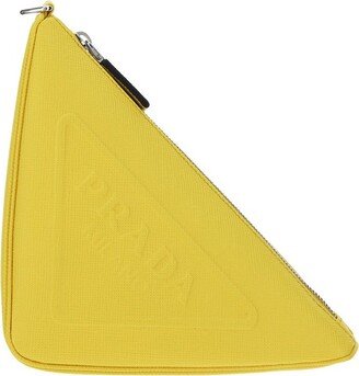 Logo Embossed Zipped Triangle Pouch