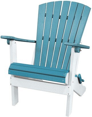 OS Home and Office Furniture OS Home and Office Model Fan Back Folding Adirondack Chair Made in the USA- Aruba Blue with White Base