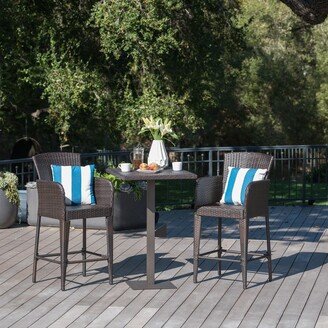 Leo Outdoor 3-piece Wicker 26-inch Square Bar Set