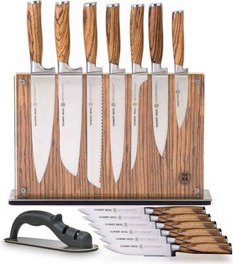 Schmidt Bros Cutlery Schmidt Brothers Cutlery Zebra Wood 15pc Knife Block Set