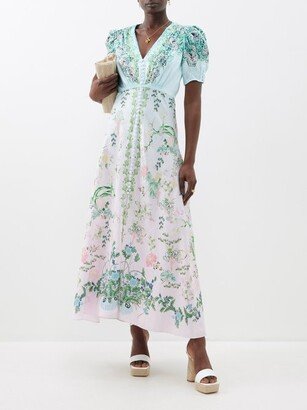 Lea Floral-print Silk-jacquard Midi Dress