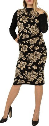 Floral Jacquard Midi Dress-AC