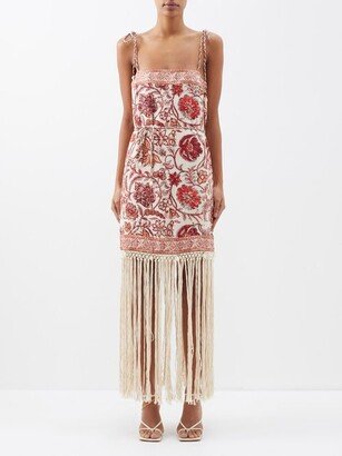 Vitali Fringed Floral-print Voile Mini Dress