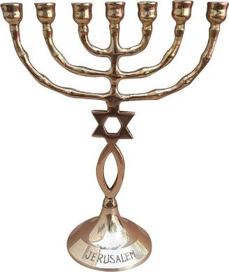 Grafted in Messianic Seven Branches Menorah 5.8 Inches Height Brass/Copper