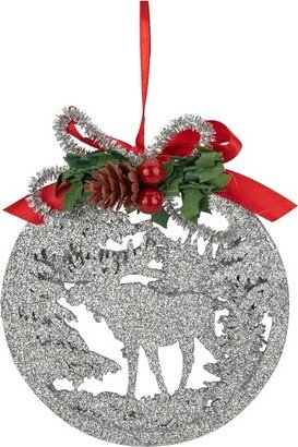 Northlight 4.25 Silver Glitter Moose 2-D Cut-Out Silhouette Christmas Ornament