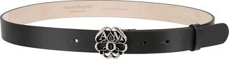 Logo Print Floral Buckle Belt